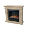 Free-standing Fireplace Composed Of Kreta Mini Frame In Fossil Stone Matt White And Albany Mysticfire Steam Insert With Remote Control Included Built-in Electric Insert With Power 750-1500w Ultra Realistic Flame Effect With Steam Function