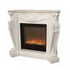 Electric Floor Fireplace Complete With Louis Stone Frame In White And Trivero 70 Electric Insert. Realistic Flame Effect With Led Technology And Adjustable Total Power 800w And Remote Control Included Measures 1110 x 1275 x 485 Mm.