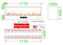 Double Flame Effect Fireplace 2 Sides