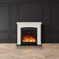 Cream White Floor Standing Fireplace