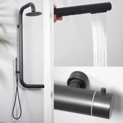 Doccia Nera Per Esterno a Muro In Inox