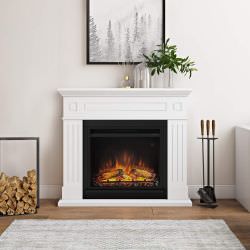 White electric fireplace and remote cont