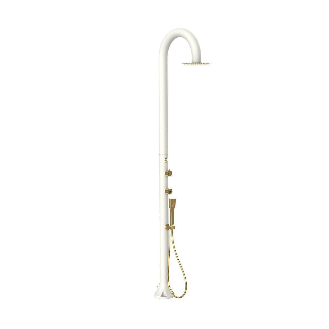 Gold white shower with mobile hand showe